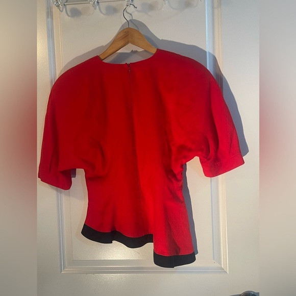 Gorgeous VINTAGE 70s Chairman of the Board by PSI Red Blouse with Shoulder Pads - Picture 7 of 16